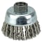Weiler 3" Knot Wire Cup Brush .020" Stainless Steel Fill 5/8"-11 UNC Nut 36239 - alternate 1